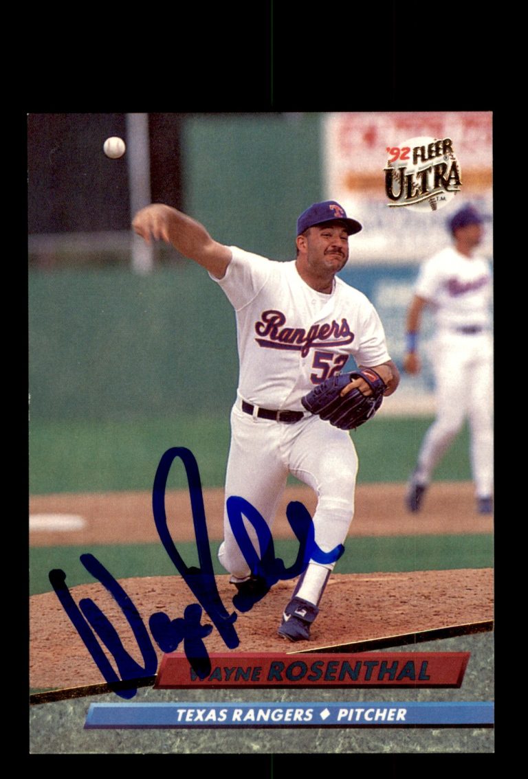 Signed Baseball Card Auto Wayne Rosenthal 1992 Fleer Ultra #446 Rangers