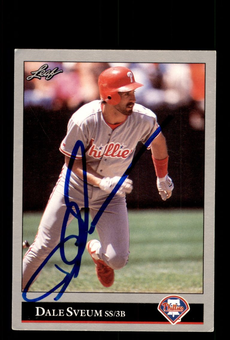 Signed Baseball Card Auto Dale Sveum 1992 Leaf #473 Philadelphia Phillies
