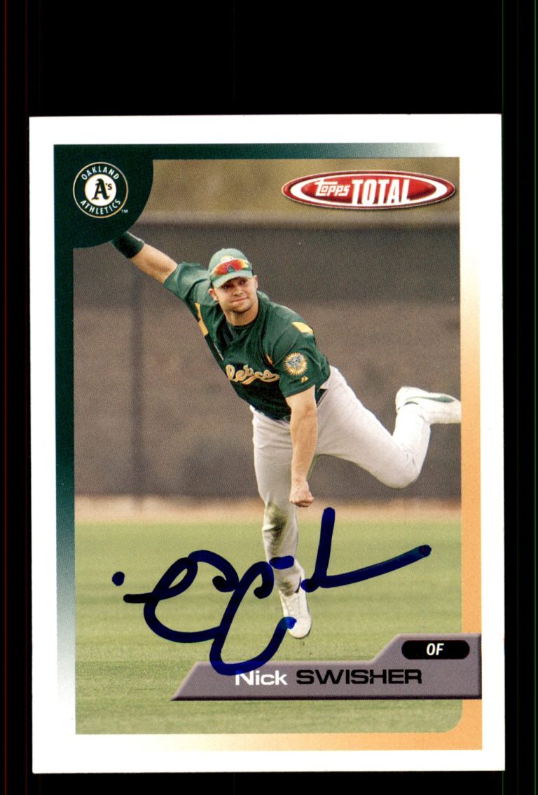 Signed Baseball Card Auto Nick Swisher 2005 Topps Total #289 Oakland Athletics