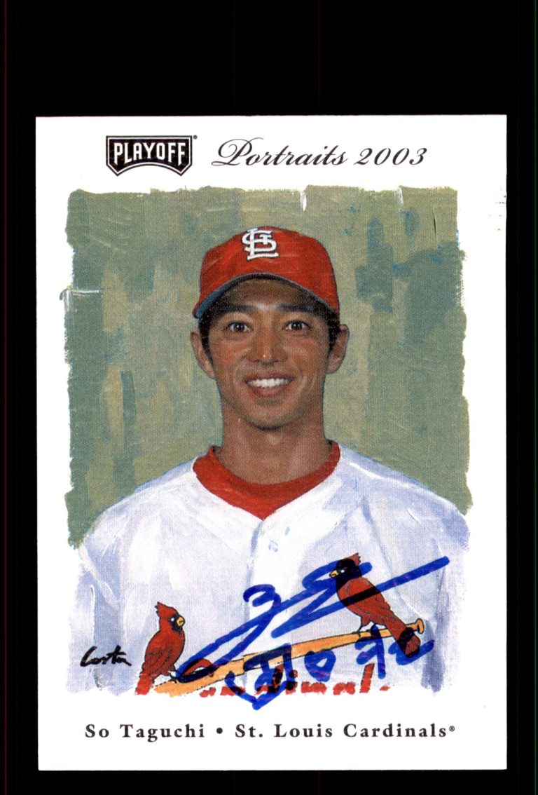 Signed Baseball Card Auto So Taguchi 2003 Playoff Portraits #106 Cardinals