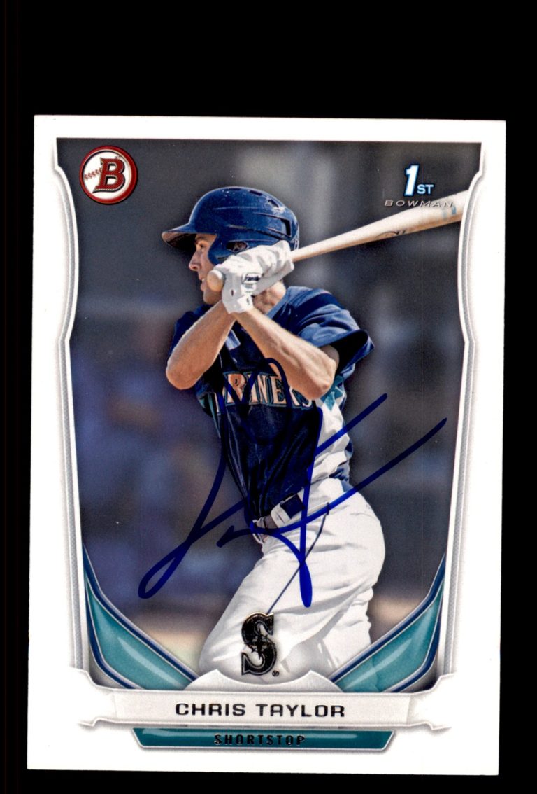 Signed Baseball Card Auto Chris Taylor 2014 Bowman #BP14 Seattle Mariners