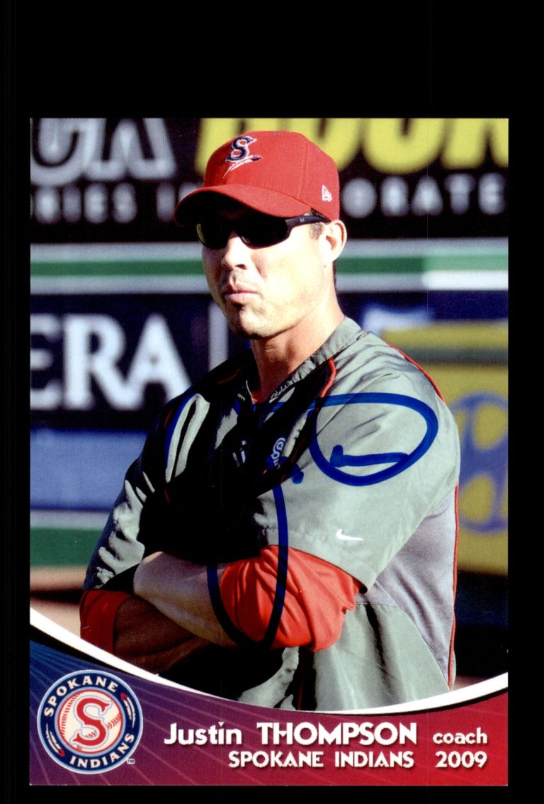 Signed Baseball Card Auto Justin Thompson 2009 Grandstand Spokane Indians