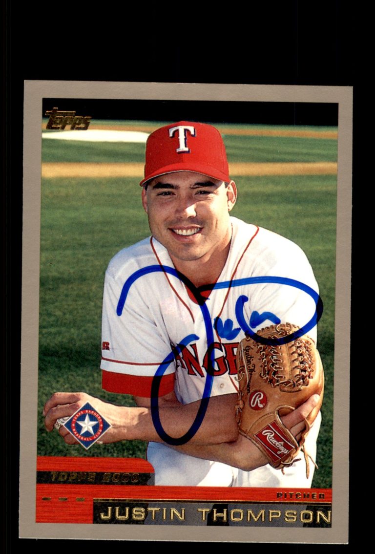 Signed Baseball Card Auto Justin Thompson 2000 Topps #357 Texas Rangers