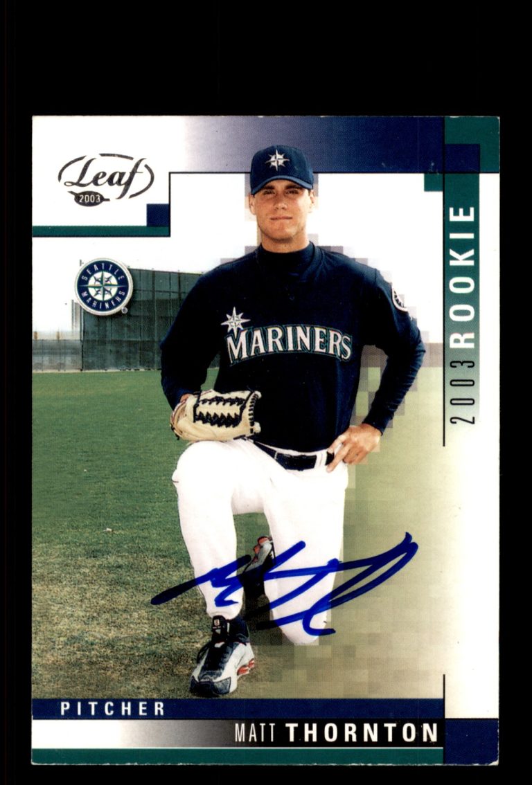 Signed Baseball Card Auto Matt Thornton 2003 Leaf #311 Seattle Mariners