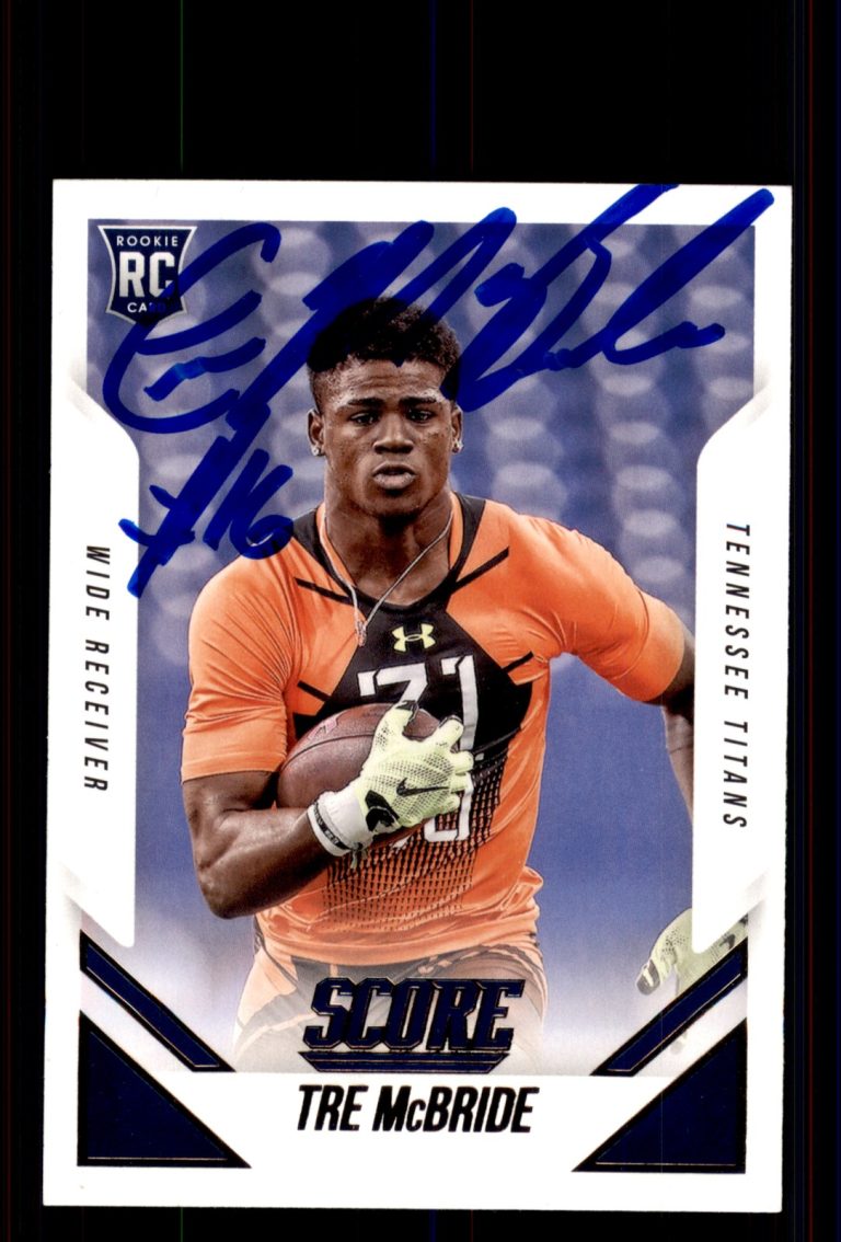 Signed Football Card Auto Tre McBride 2015 Score #435 Tennessee Titans