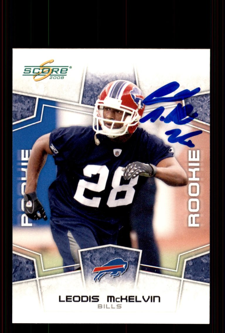 Signed Football Card Auto Leodis McKelvin 2008 Score #341 Buffalo Bills