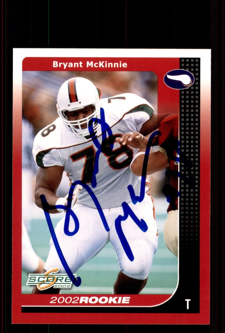 Signed Football Card Auto Bryant McKinnie 2002 Score #329 Minnesota Vikings