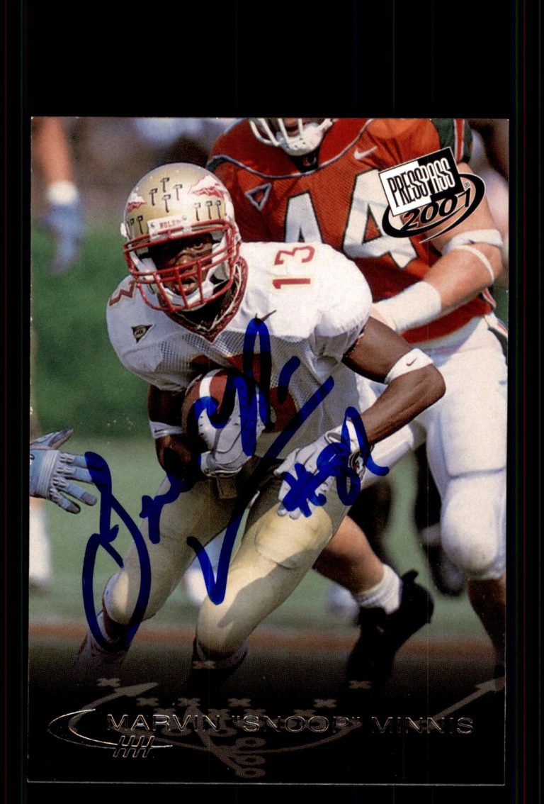 Signed Football Card Auto Marvin Snoop Minnis 2001 Press Pass #28 Florida State