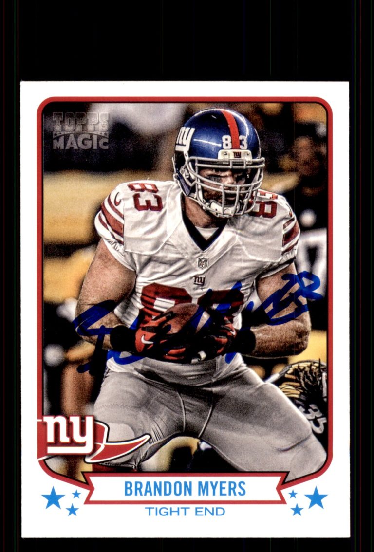 Signed Football Card Auto Brandon Myers 2013 Topps Magic #61 New York Giants