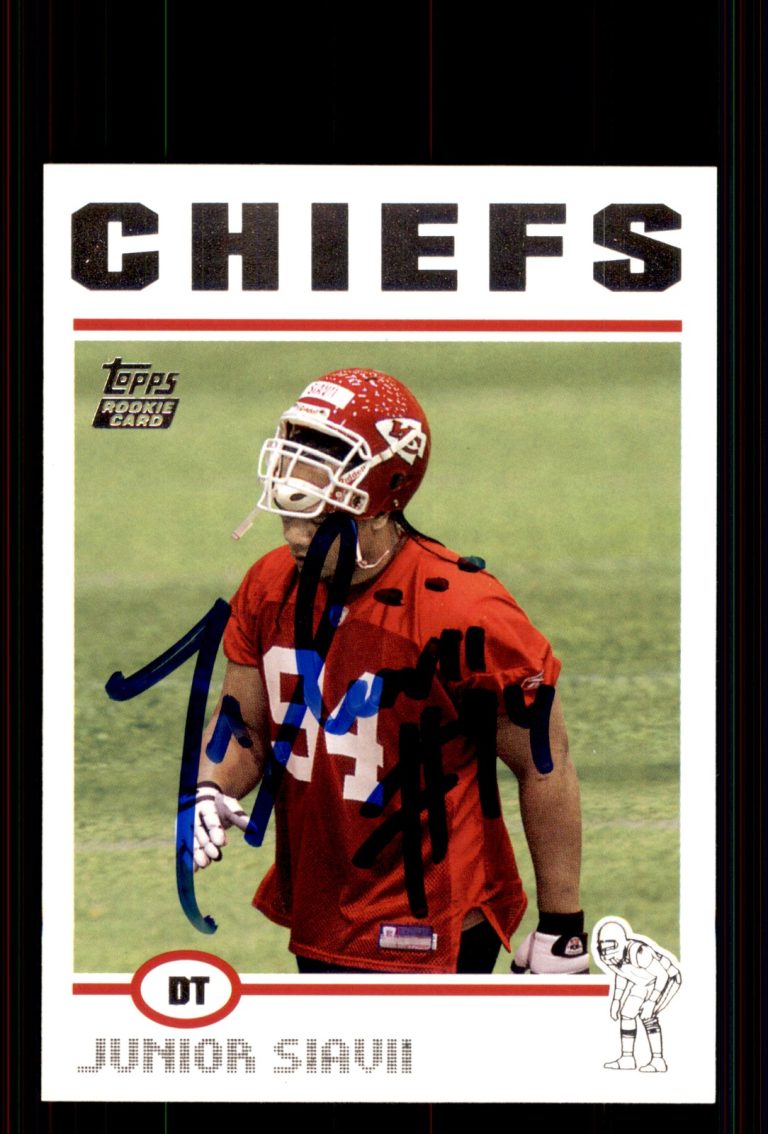 Signed Football Card Auto Junior Siavii 2004 Topps #384 Kansas City Chiefs