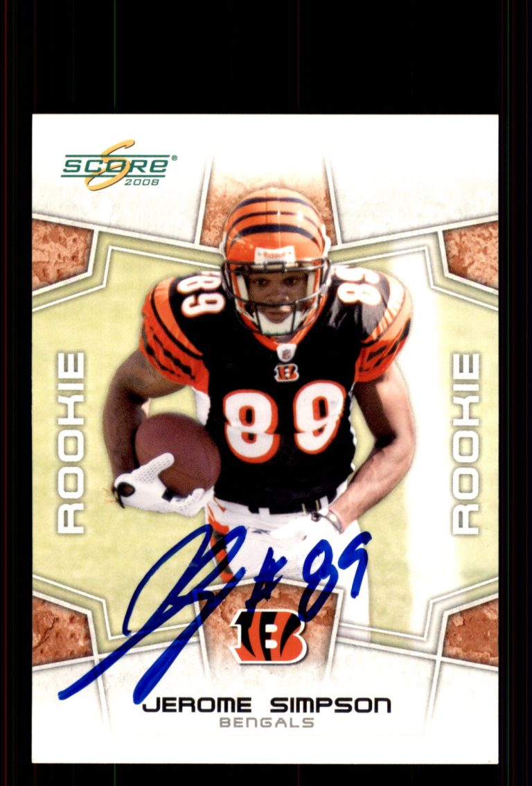 Signed Football Card Auto Jerome Simpson 2008 Score #367 Cincinnati Bengals