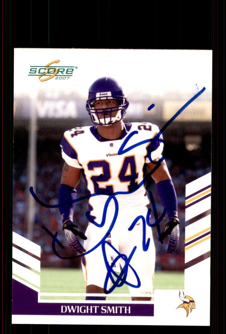 Signed Football Card Auto Dwight Smith 2007 Score #66 Minnesota Vikings