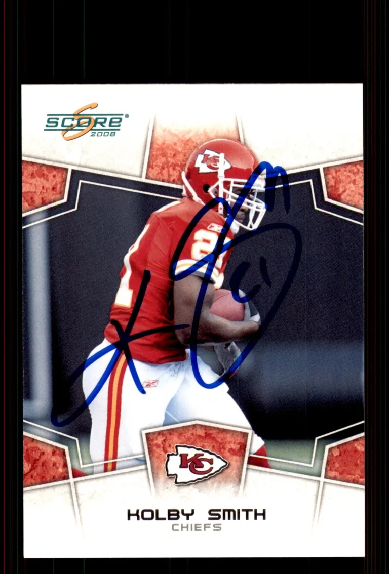 Signed Football Card Auto Kolby Smith 2008 Score #152 Kansas City Chiefs