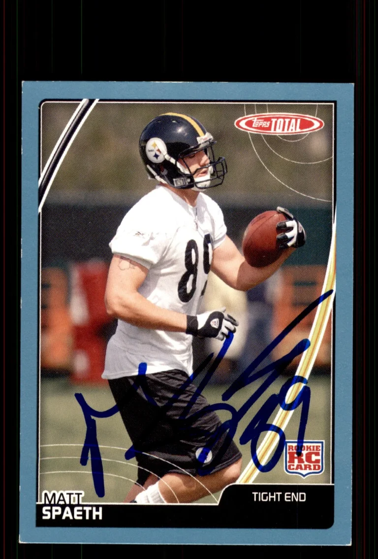Signed Football Card Auto Matt Spaeth 2007 Topps Total #496 Pittsburgh Steelers