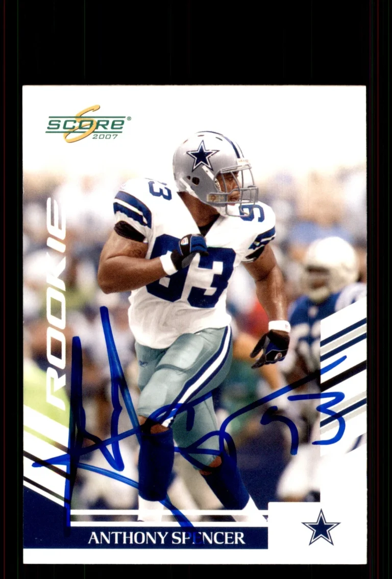 Signed Football Card Auto Anthony Spencer 2007 Score #416 Dallas Cowboys