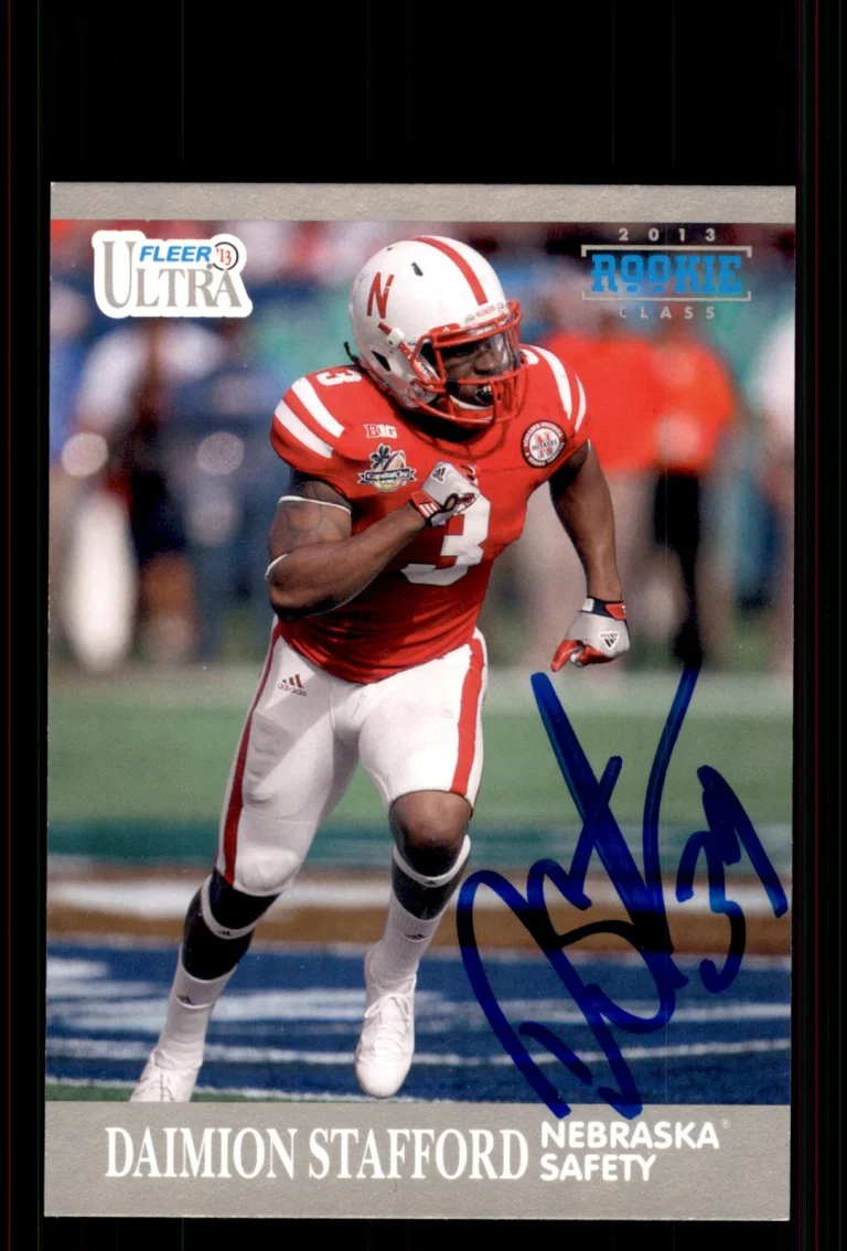 Signed Football Card Auto Daimion Stafford 2013 Fleer Retro #57 Nebraska