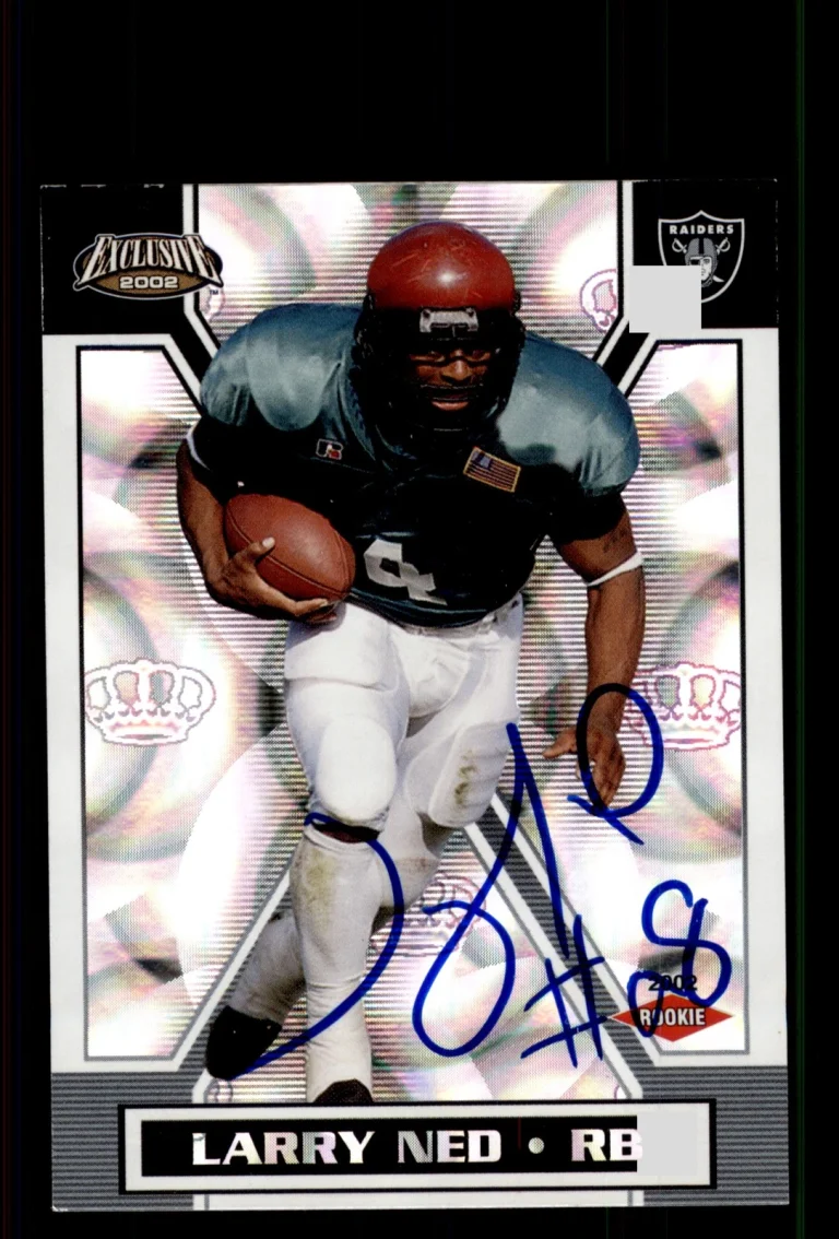Signed Football Card Auto Larry Ned 2002 Pacific Exclusive #125 Oakland Raiders