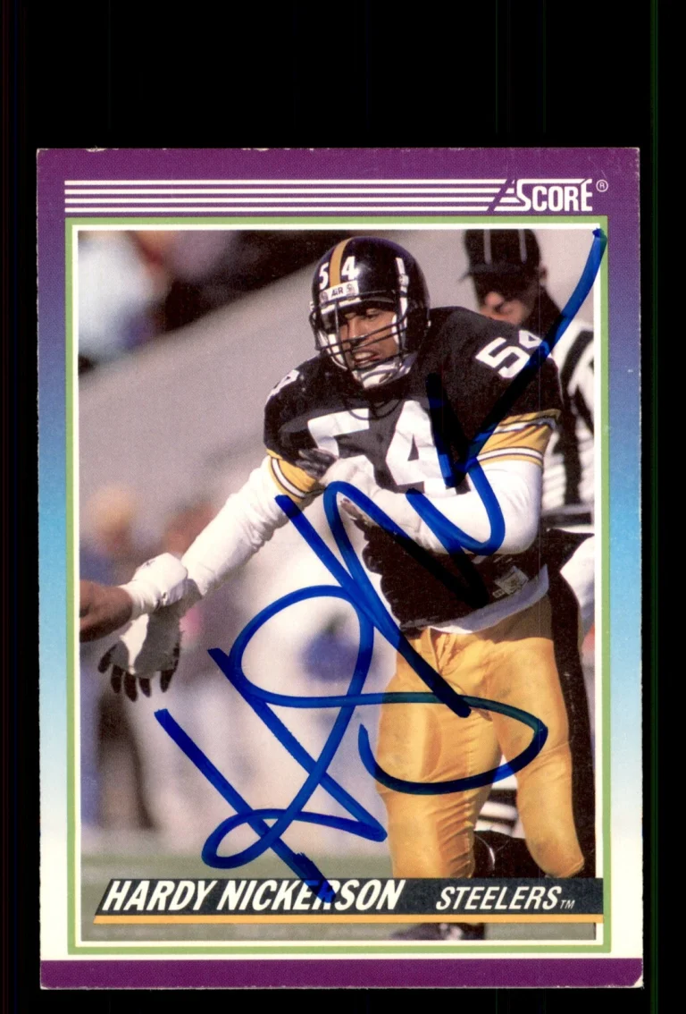 Signed Football Card Auto Hardy Nickerson 1990 Score #495 Pittsburgh Steelers