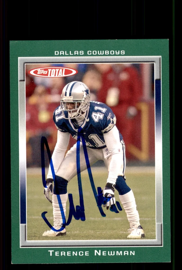 Signed Football Card Auto Terence Newman 2006 Topps Total #229 Dallas Cowboys