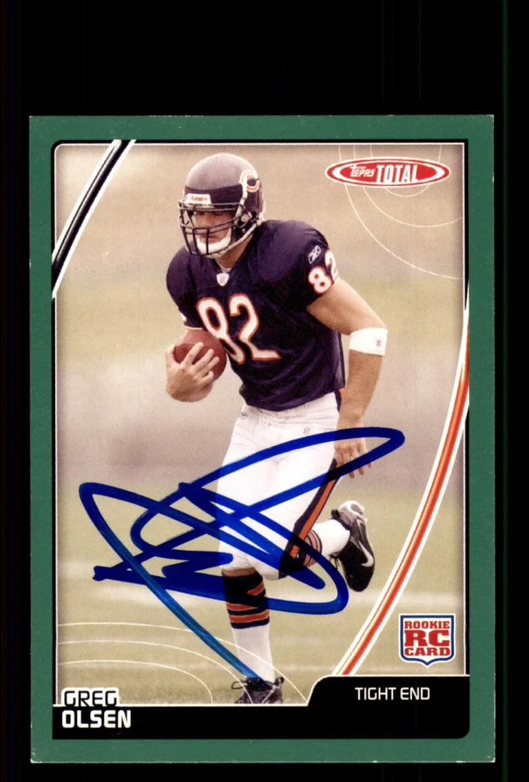 Signed Football Card Auto Greg Olsen 2007 Topps Total #493 Chicago Bears
