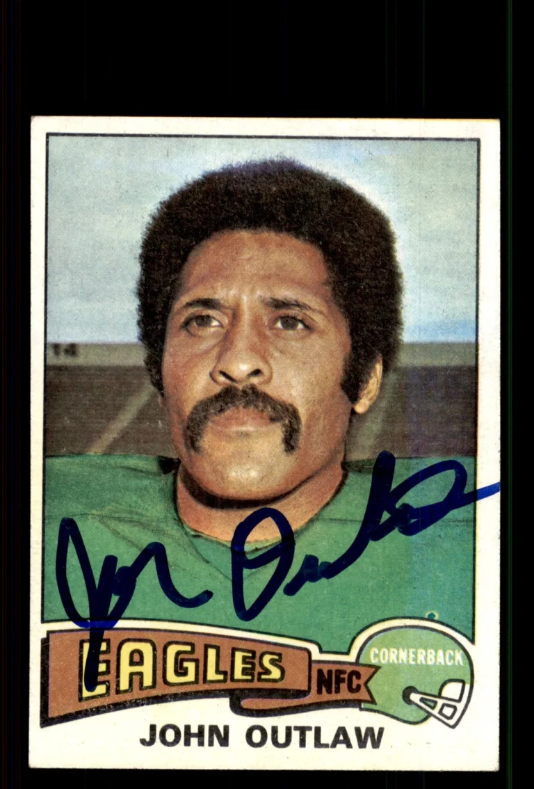 Signed Football Card Auto John Outlaw 1975 Topps #369 Philadelphia Eagles