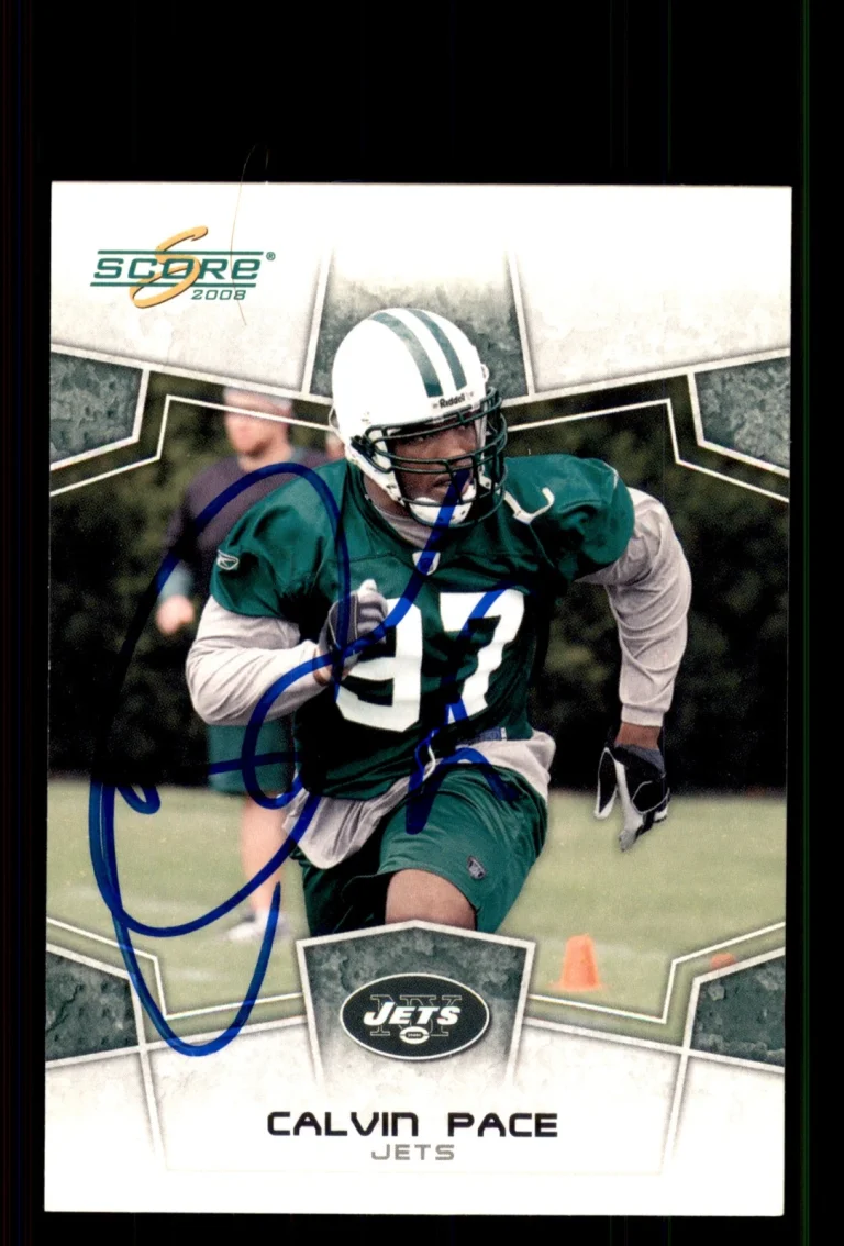 Signed Football Card Auto Calvin Pace 2008 Score #216 New York Jets