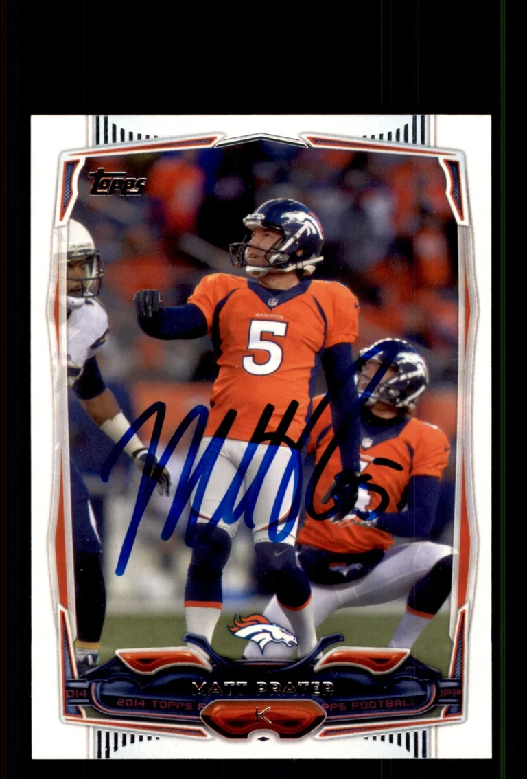 Signed Football Card Auto Matt Prater 2014 Topps #132 Denver Broncos