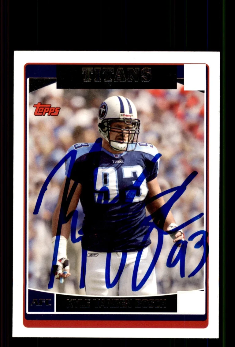 Signed Football Card Auto Kyle Vanden Bosch 2006 Topps #121 Tennessee Titans