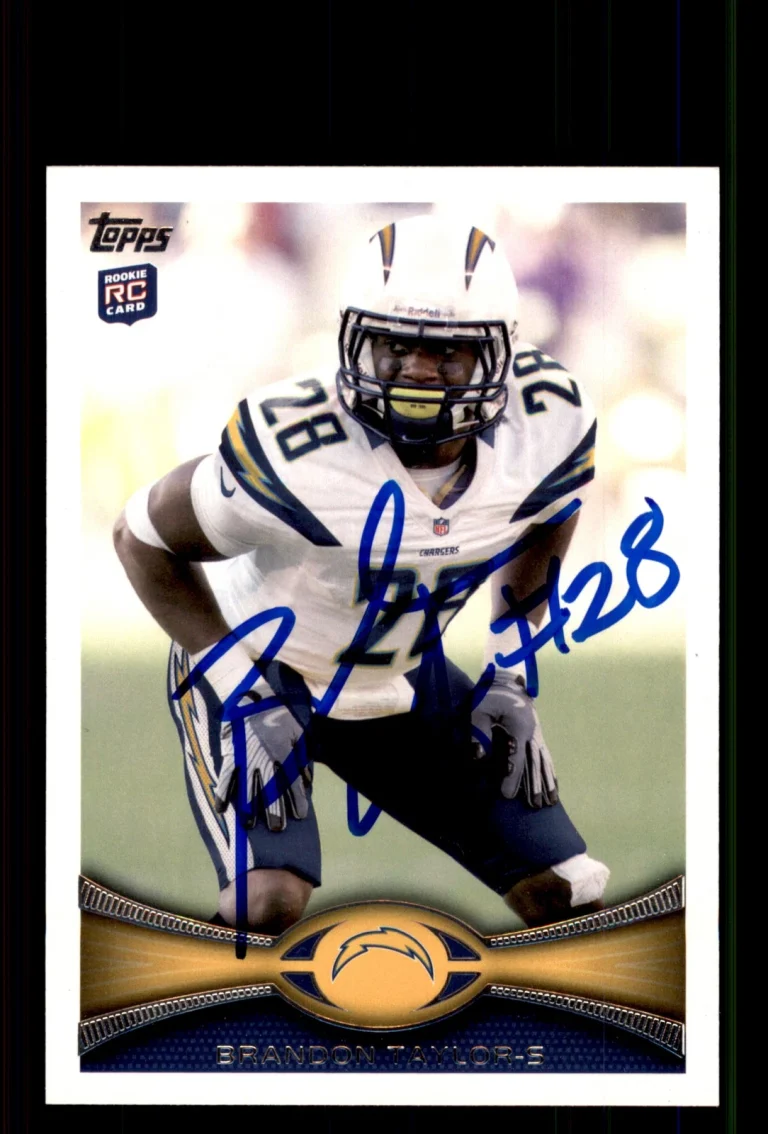 Signed Football Card Auto Brandon Taylor 2012 Topps #427 San Diego Chargers