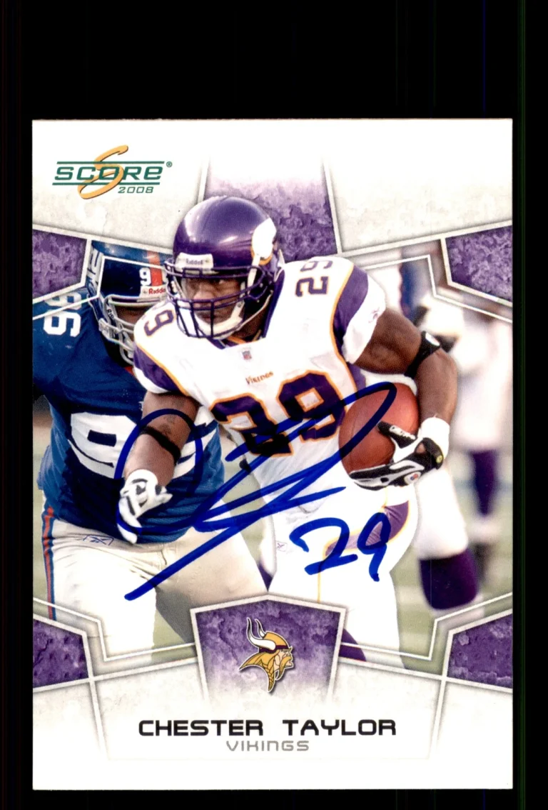 Signed Football Card Auto Chester Taylor 2008 Score #173 Minnesota Vikings