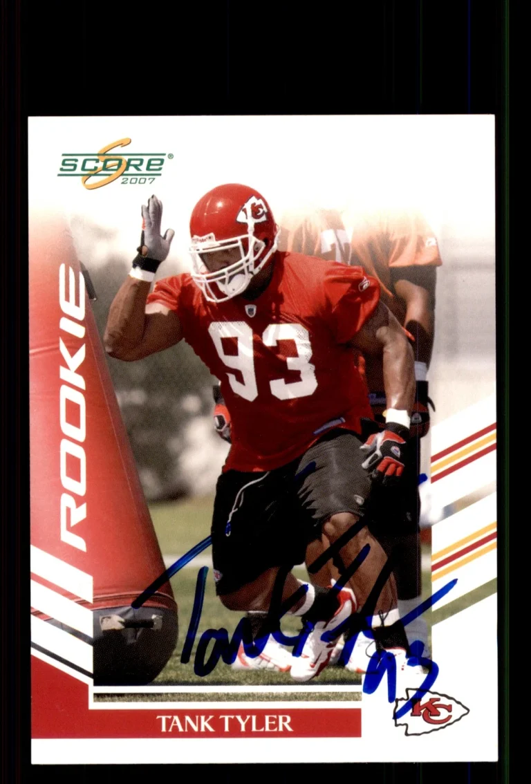 Signed Football Card Auto Tank Tyler 2007 Score #303 Kansas City Chiefs