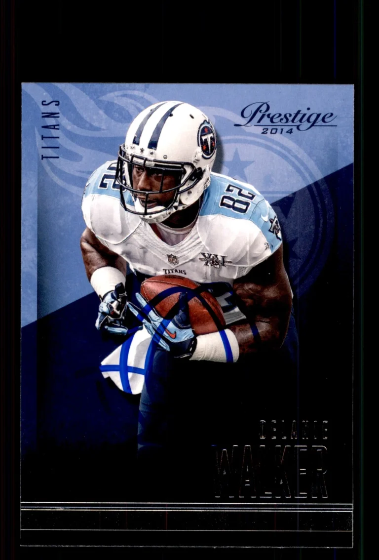 Signed Football Card Auto Delanie Walker 2014 Panini Prestige #75 Titans