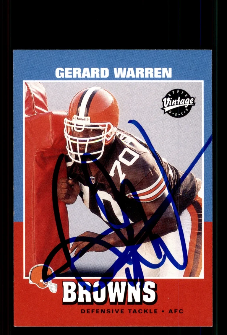 Signed Football Card Auto Gerard Warren 2001 Upper Deck Vintage #219 Browns