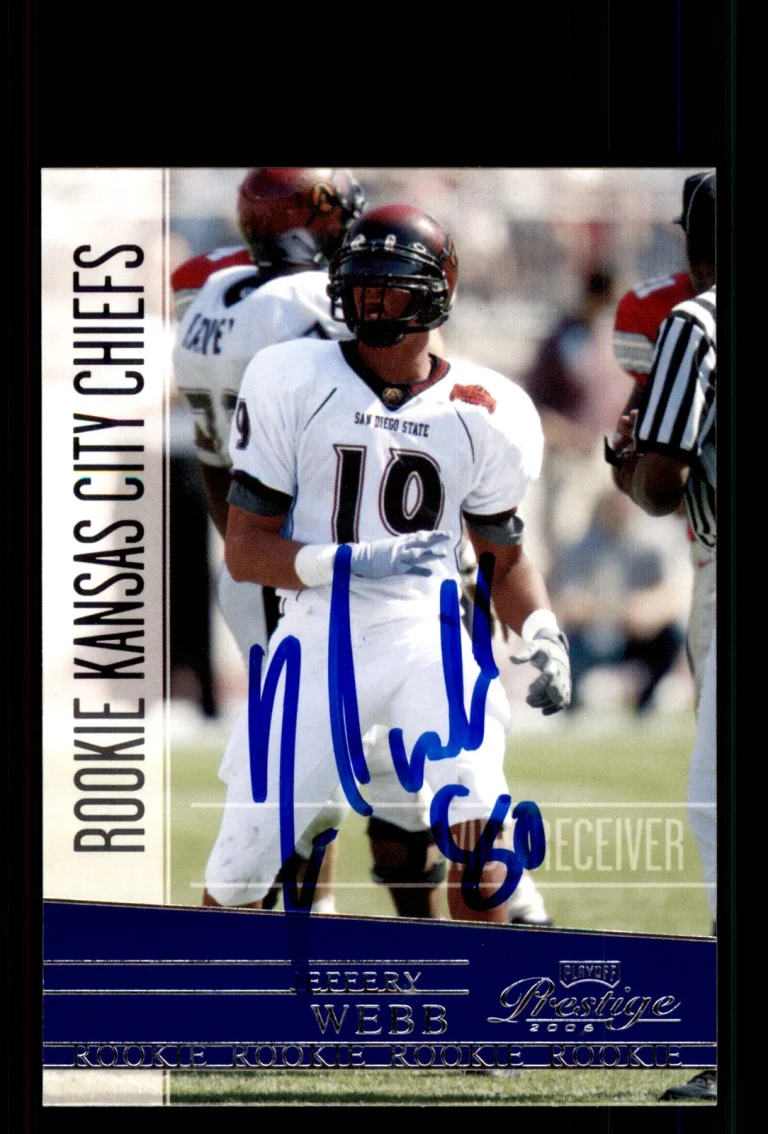 Signed Football Card Auto Jeffery Webb 2006 Playoff Prestige #199 Chiefs