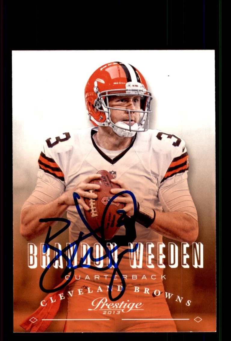Signed Football Card Auto Brandon Weeden 2013 Panini Prestige #45 Browns