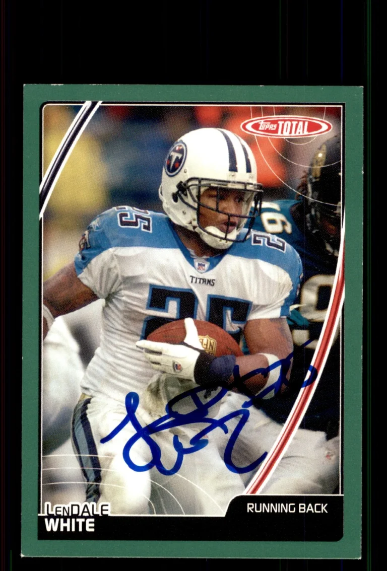 Signed Football Card Auto LenDale White 2007 Topps Total #174 Tennessee Titans