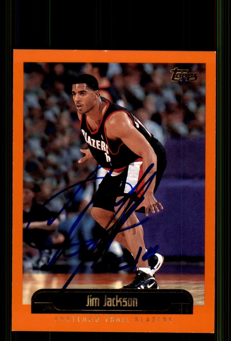 Signed Basketball Card Auto Jim Jackson 1999-00 Topps #95 Portland Trail Blazers