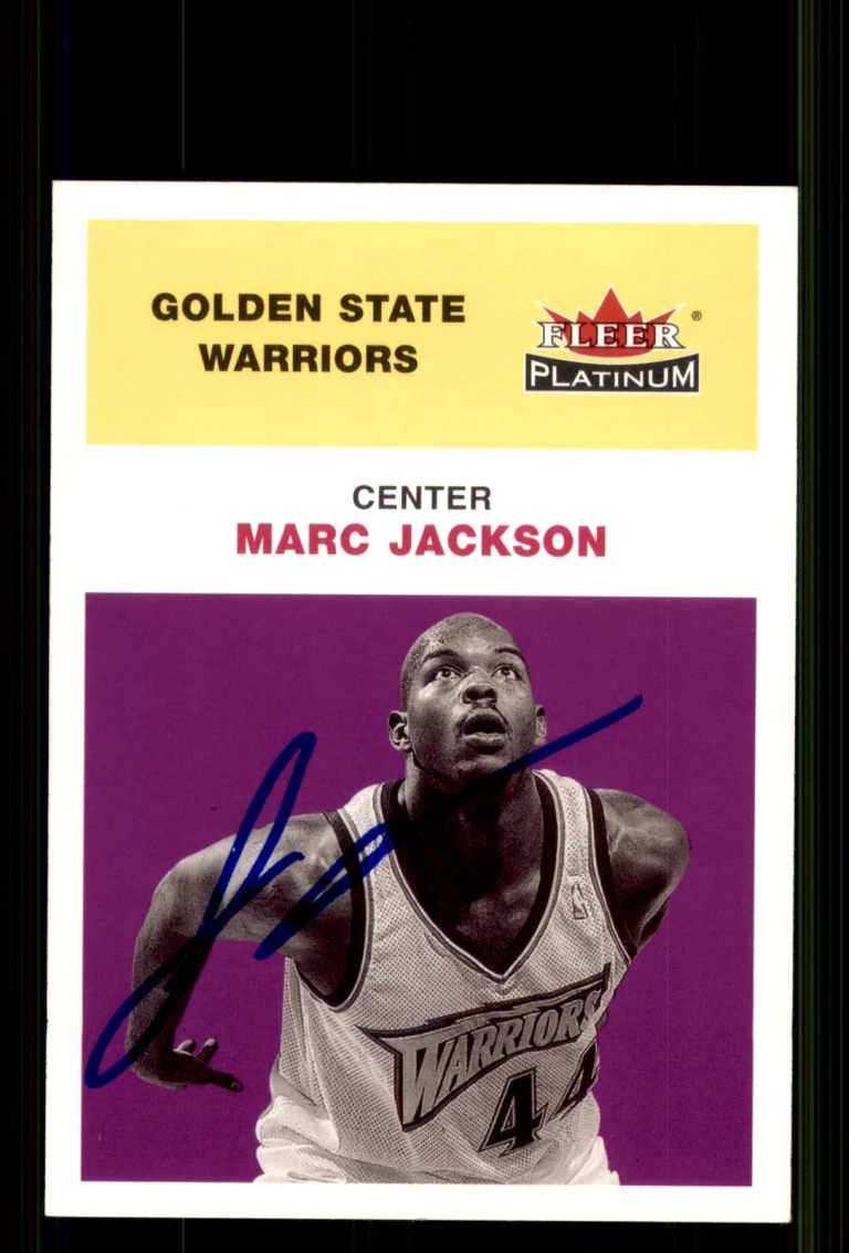 Signed Basketball Card Auto Marc Jackson 2001-02 Fleer Platinum #143 Warriors