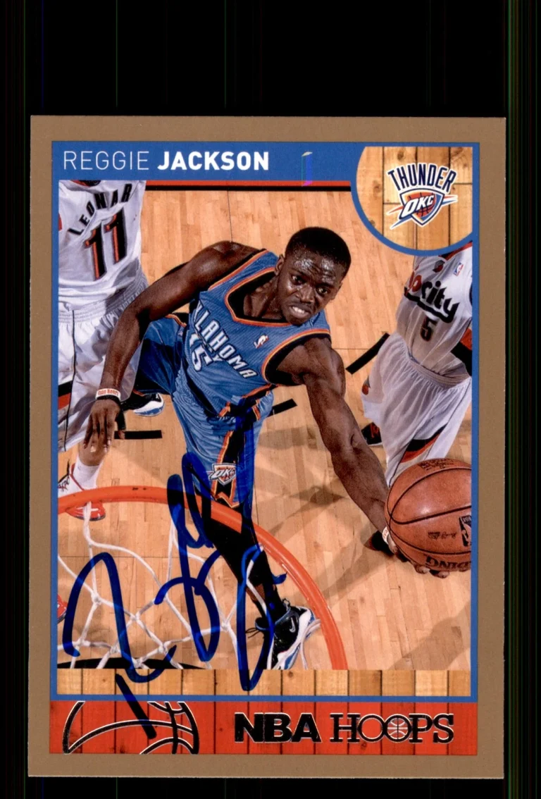 Signed Basketball Card Auto Reggie Jackson 2013-14 Hoops #63 OKC Thunder