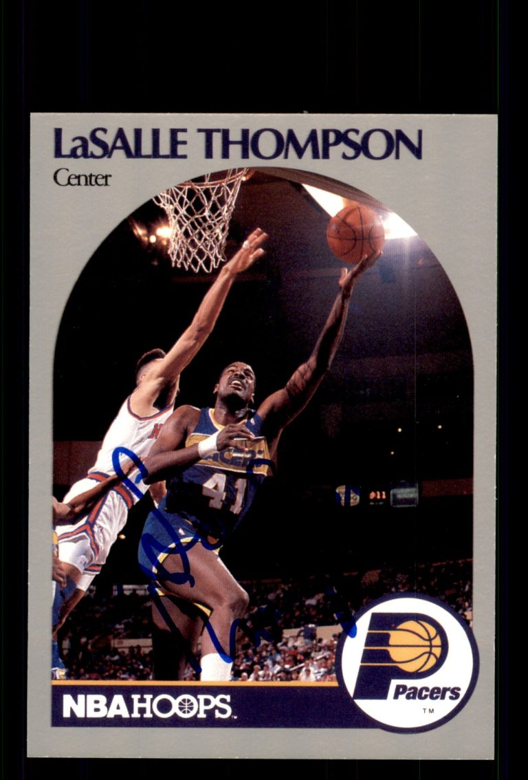 Signed Basketball Card Auto LaSalle Thompson 1990-91 Hoops #140 Indiana Pacers