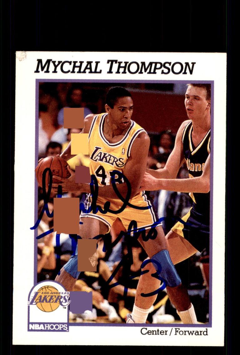 Signed Basketball Card Auto Mychal Thompson 1991-92 Hoops #105 Lakers
