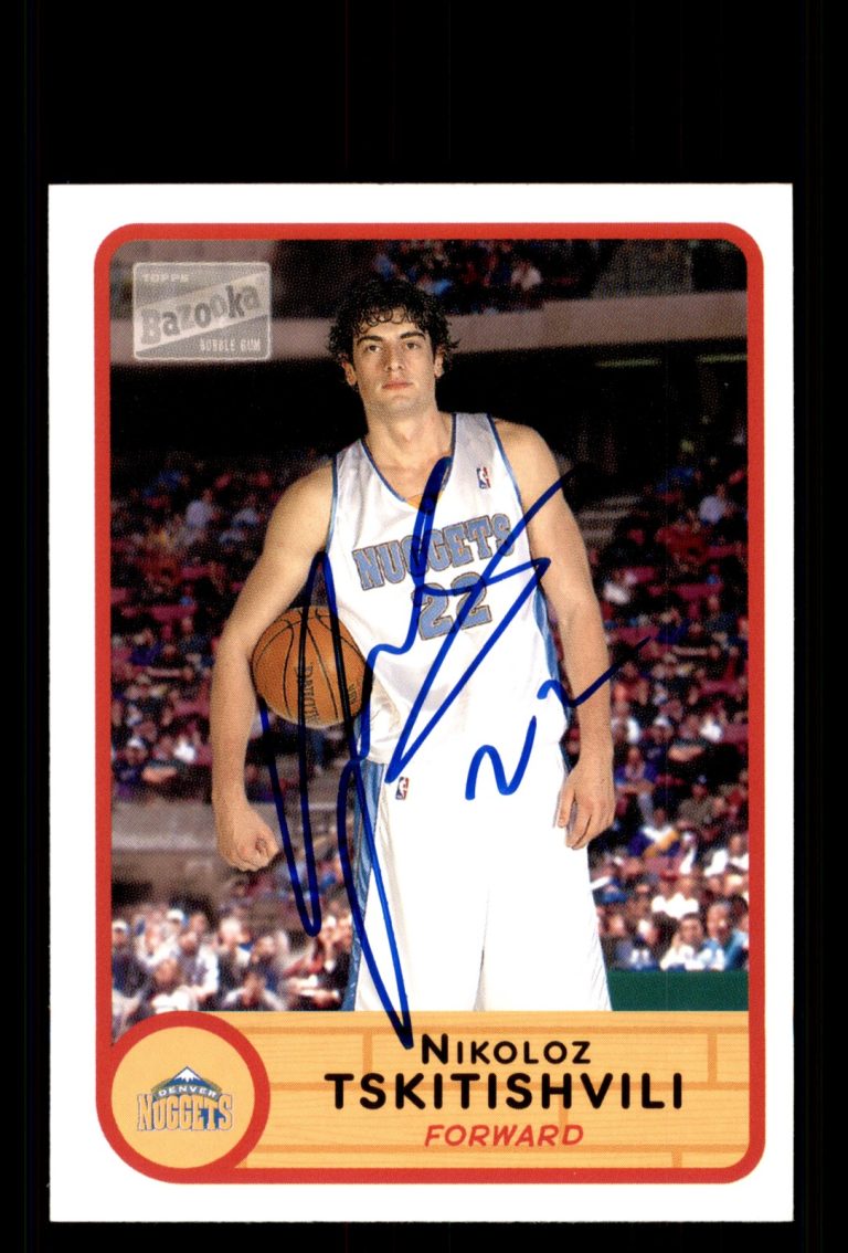 Signed Basketball Card Auto Nikoloz Tskitishvili 2003-04 Bazooka #159 Nuggets