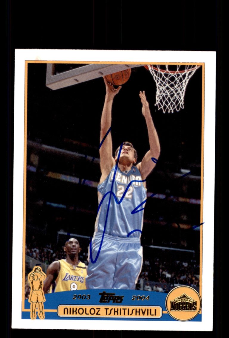 Signed Basketball Card Auto Nikoloz Tskitishvili 2003-04 Topps #130 Nuggets