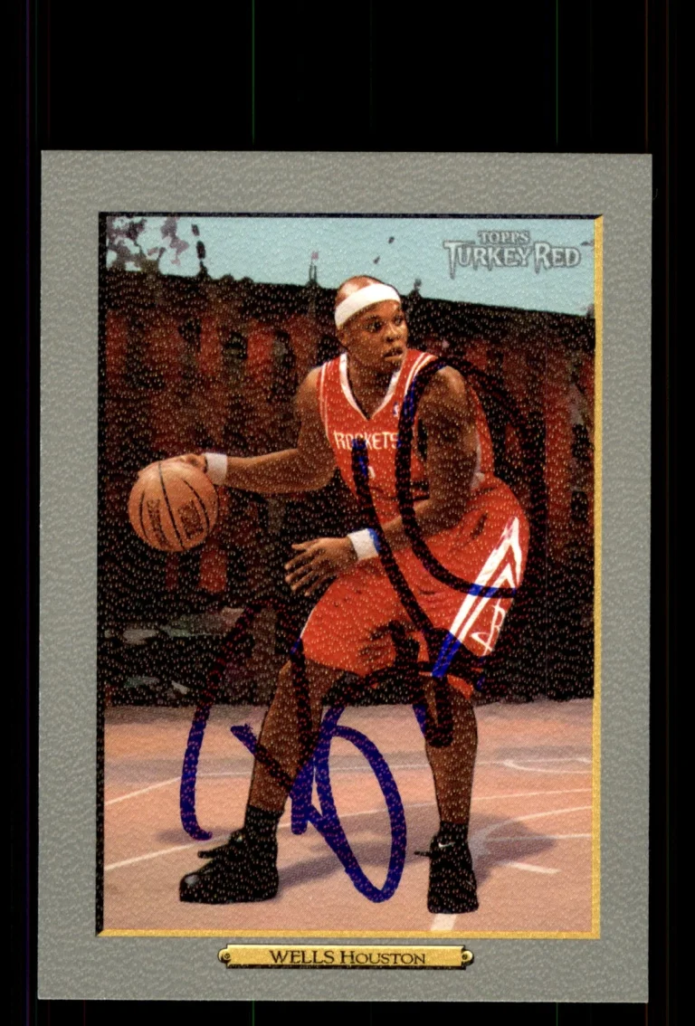 Signed Basketball Card Auto Bonzi Wells 2006-07 Topps Turkey Red #5 Rockets