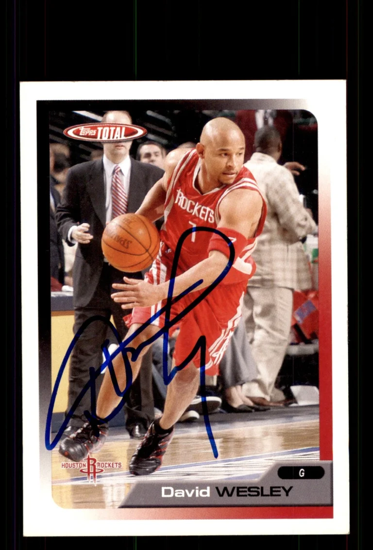 Signed Basketball Card Auto David Wesley 2005-06 Topps Total #136 Rockets