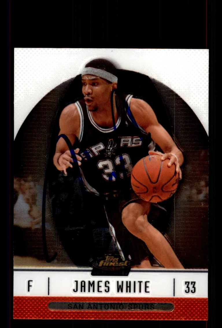 Signed Basketball Card Auto James White 2006-07 Finest #76 San Antonio Spurs