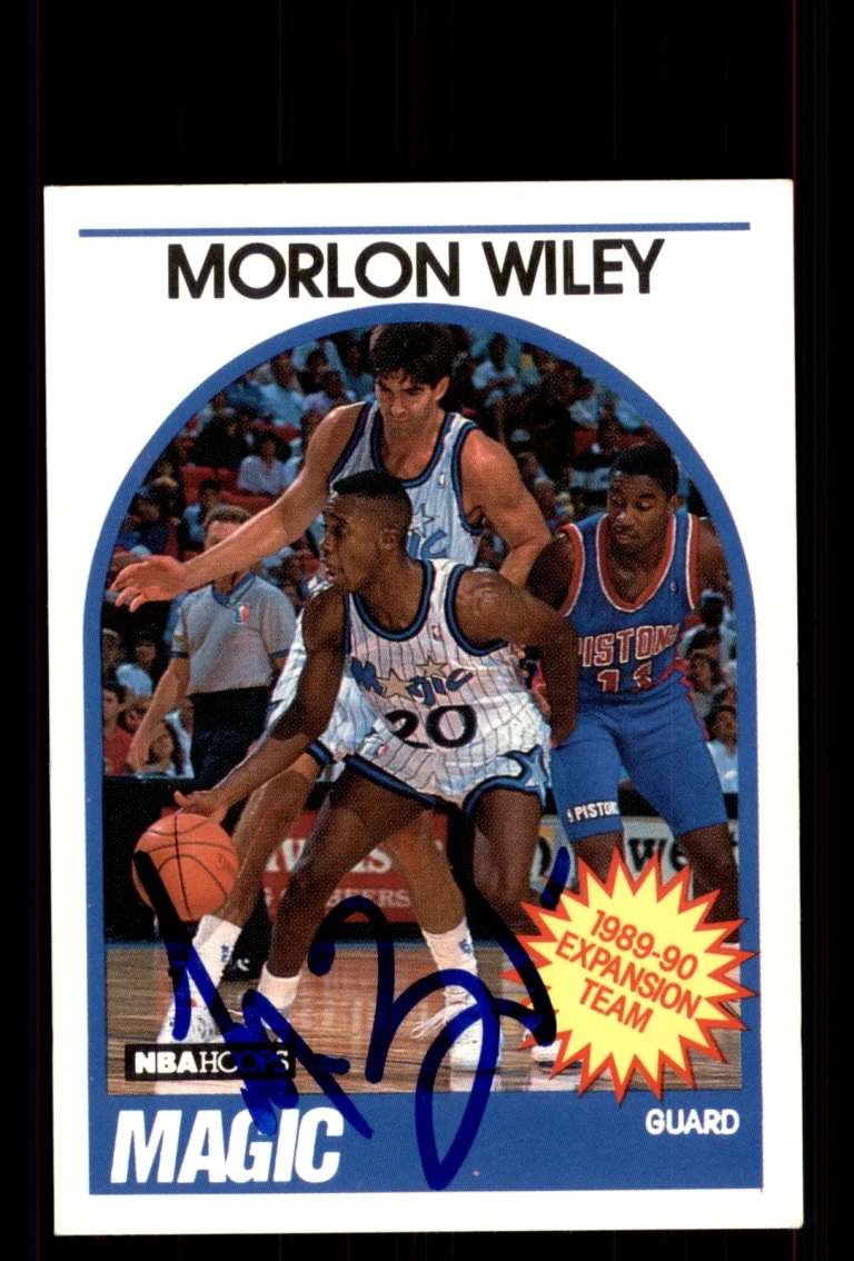 Signed Basketball Card Auto Morlon Wiley 1989-90 Hoops #301 Orlando Magic