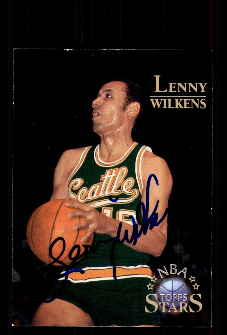 Signed Basketball Card Auto Lenny Wilkens 1996-97 Topps Stars #49 SuperSonics