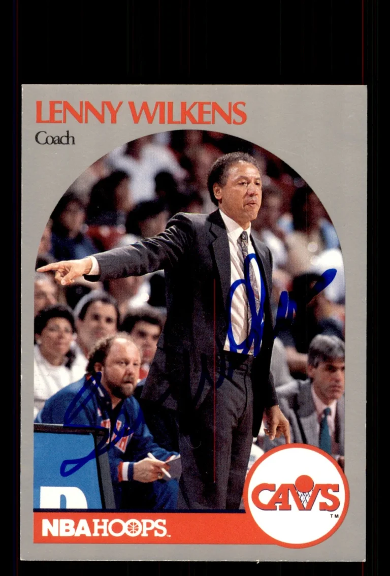 Signed Basketball Card Auto Lenny Wilkens 1990-91 Hoops #309 Cleveland Cavaliers