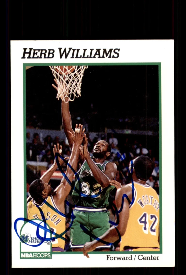 Signed Basketball Card Auto Herb Williams 1991-92 Hoops #50 Dallas Mavericks